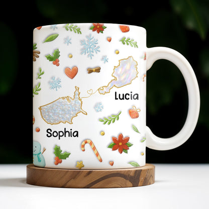 You Seriously Live Too Far, Countries Map And Hearts Design - Personalized Custom Coffee Mug - BST422_MG