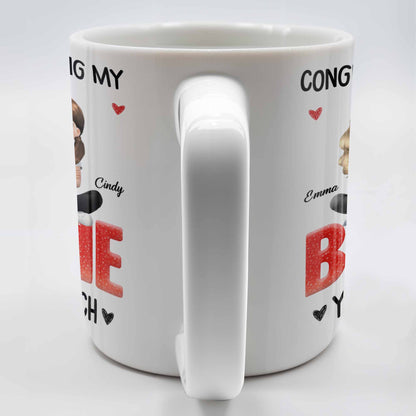 Congrats On Being My Bestie, Two Animated Girls Design - Personalized Custom Coffee Mug - BST464_MG