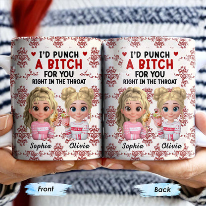 I'd Punch A [Censored] For You, Cartoon Girls With Ice Cream - Personalized Custom Coffee Mug - BST470_MG
