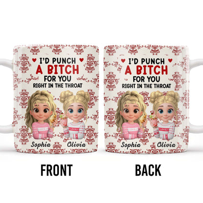 I'd Punch A [Censored] For You, Cartoon Girls With Ice Cream - Personalized Custom Coffee Mug - BST470_MG