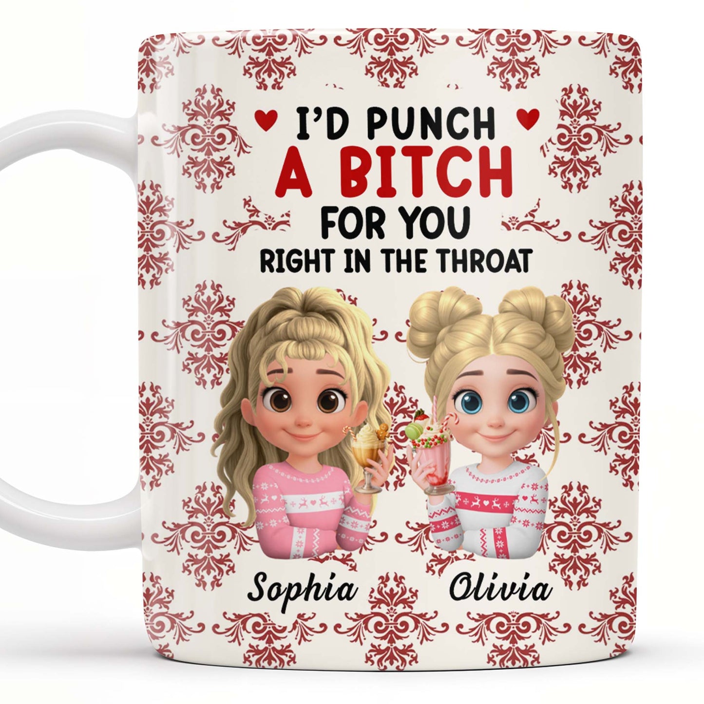 I'd Punch A [Censored] For You, Cartoon Girls With Ice Cream - Personalized Custom Coffee Mug - BST470_MG