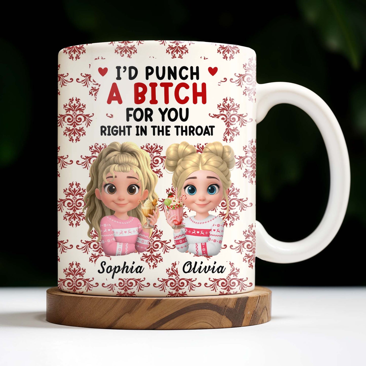 I'd Punch A [Censored] For You, Cartoon Girls With Ice Cream - Personalized Custom Coffee Mug - BST470_MG