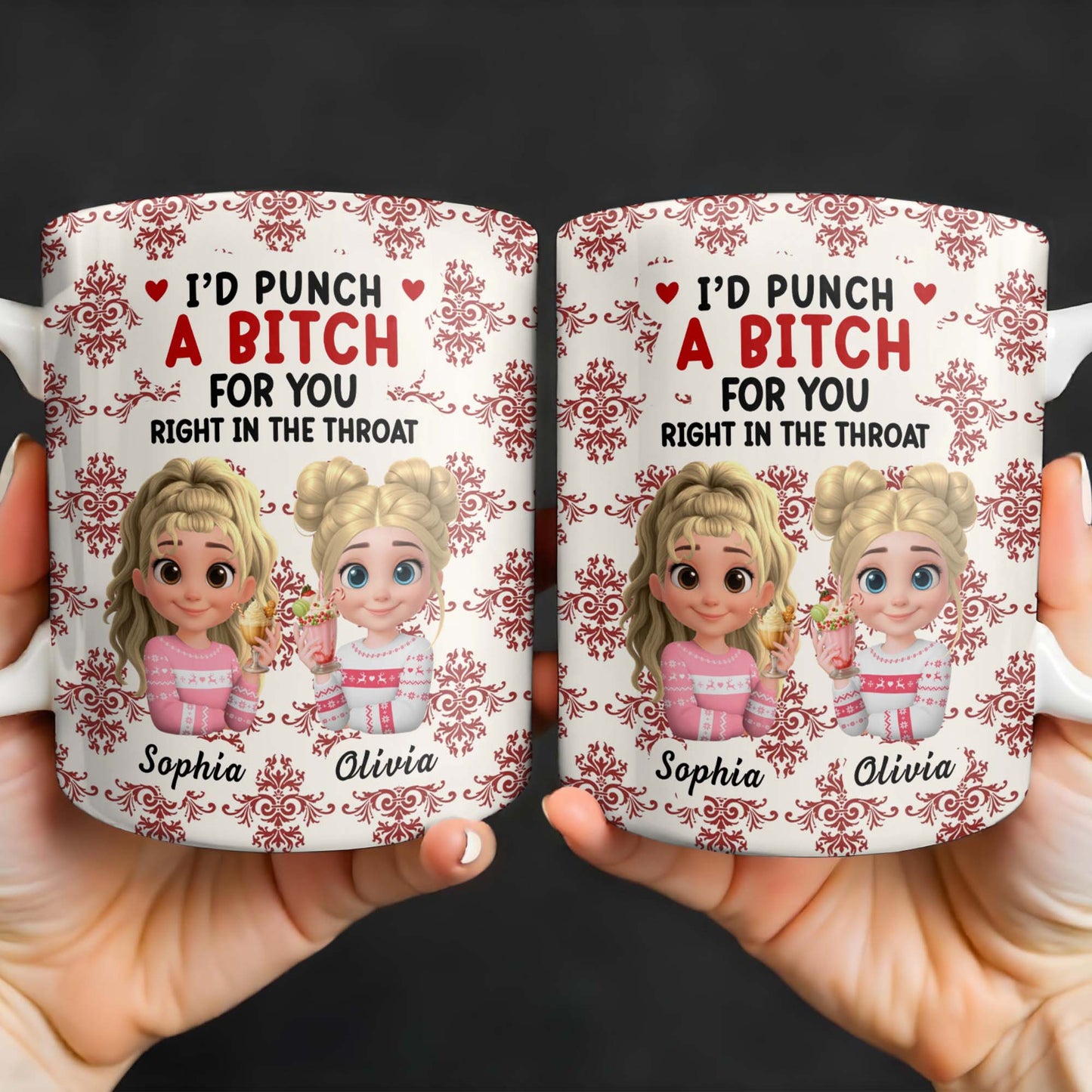 I'd Punch A [Censored] For You, Cartoon Girls With Ice Cream - Personalized Custom Coffee Mug - BST470_MG