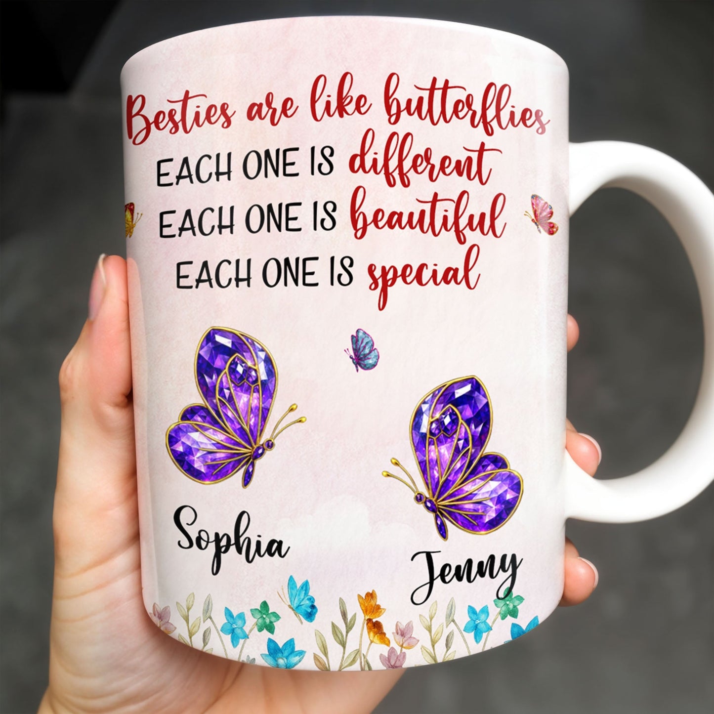 Besties Are Like Butterflies, Beautiful And Special - Personalized Custom Coffee Mug - BST483_MG