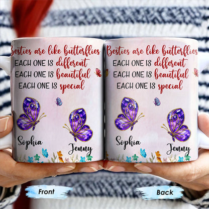 Besties Are Like Butterflies, Beautiful And Special - Personalized Custom Coffee Mug - BST483_MG