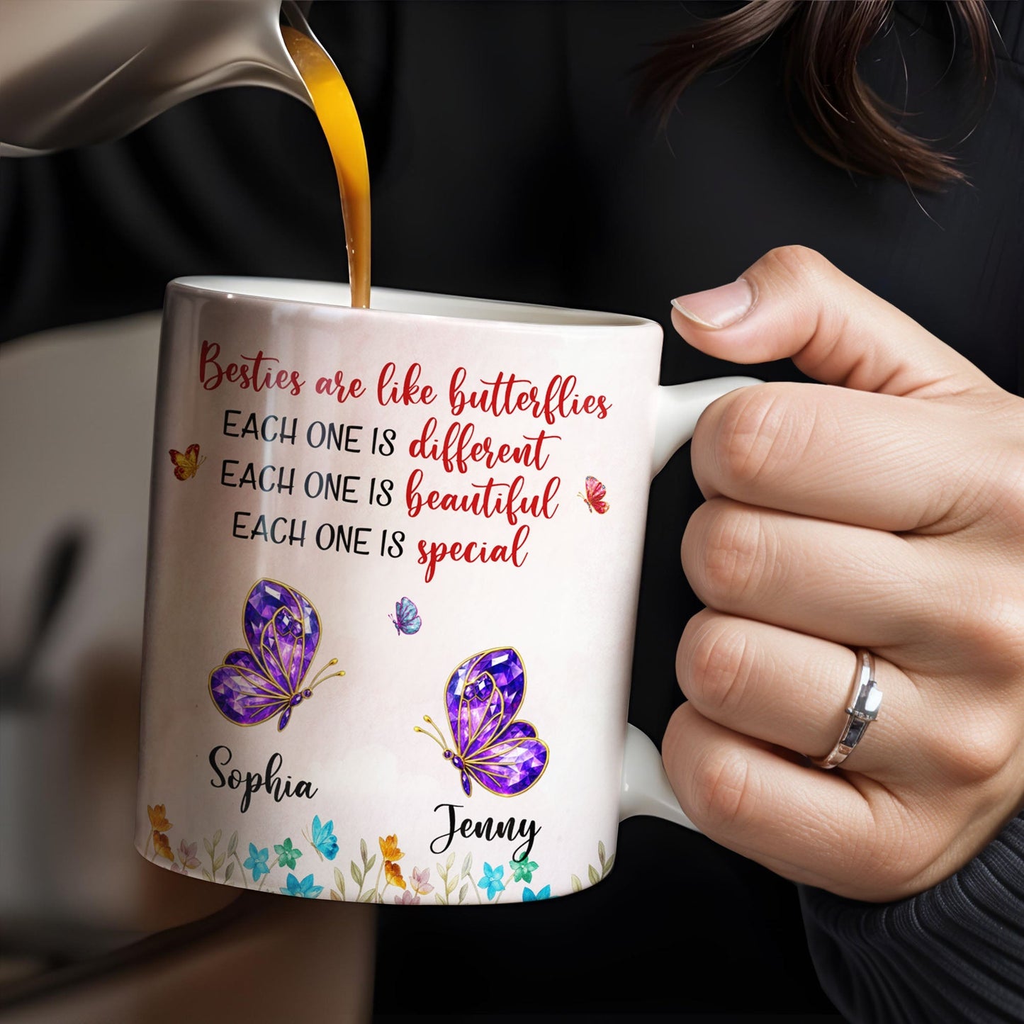 Besties Are Like Butterflies, Beautiful And Special - Personalized Custom Coffee Mug - BST483_MG