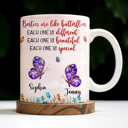 Besties Are Like Butterflies, Beautiful And Special - Personalized Custom Coffee Mug - BST483_MG