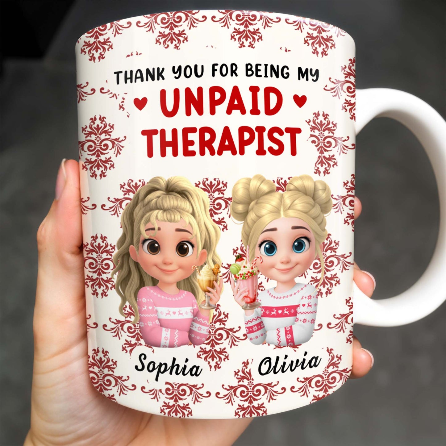 Thank You For Being My Unpaid Therapist With Cartoon Girls - Personalized Custom Coffee Mug - BST492_MG