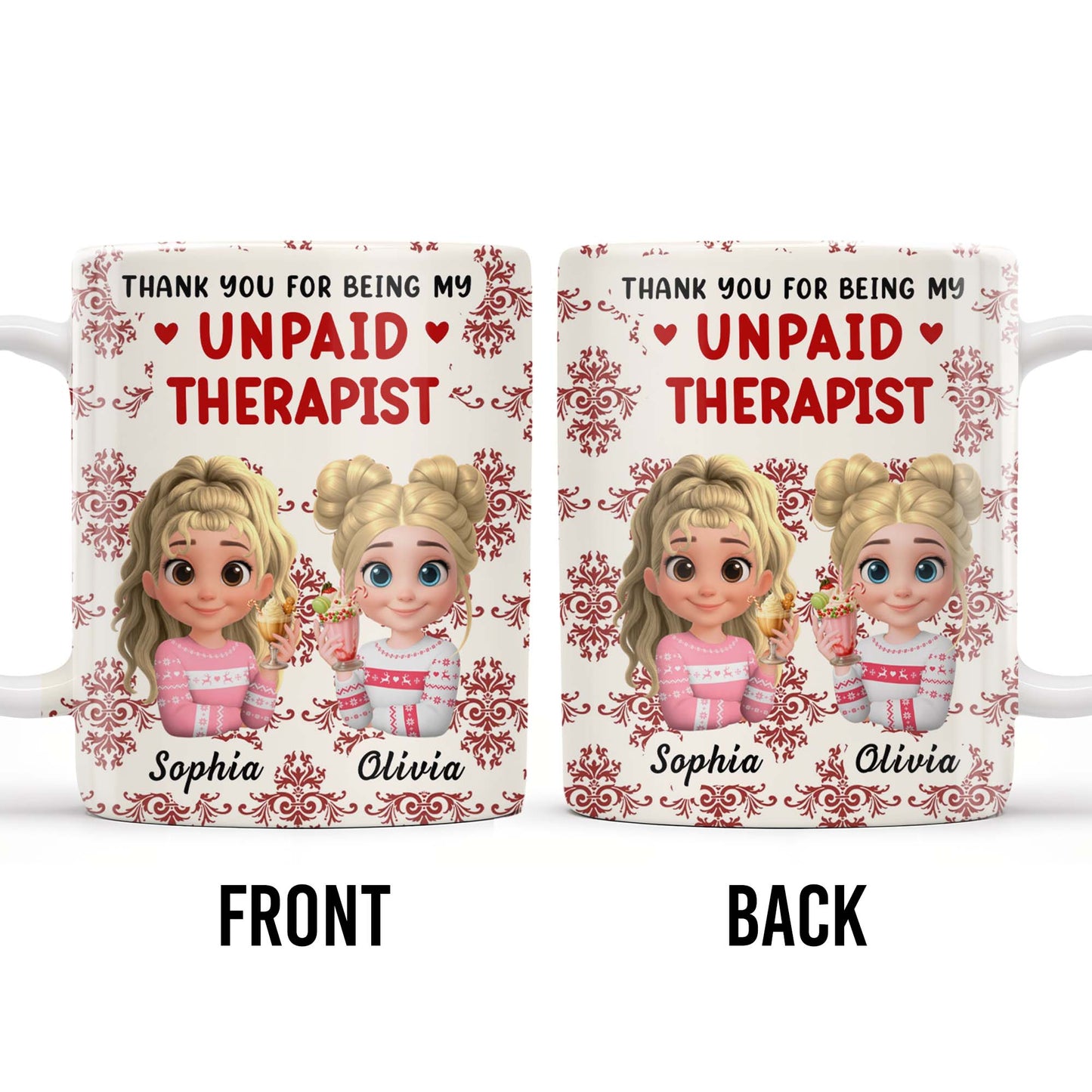 Thank You For Being My Unpaid Therapist With Cartoon Girls - Personalized Custom Coffee Mug - BST492_MG
