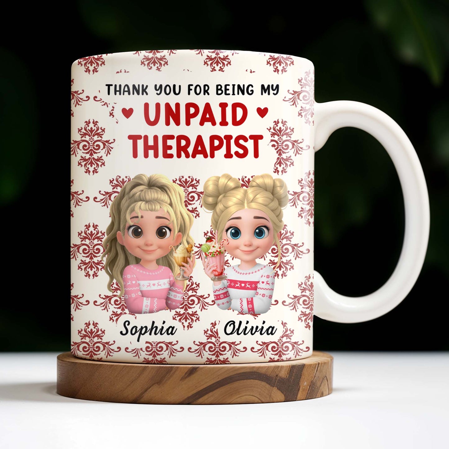 Thank You For Being My Unpaid Therapist With Cartoon Girls - Personalized Custom Coffee Mug - BST492_MG