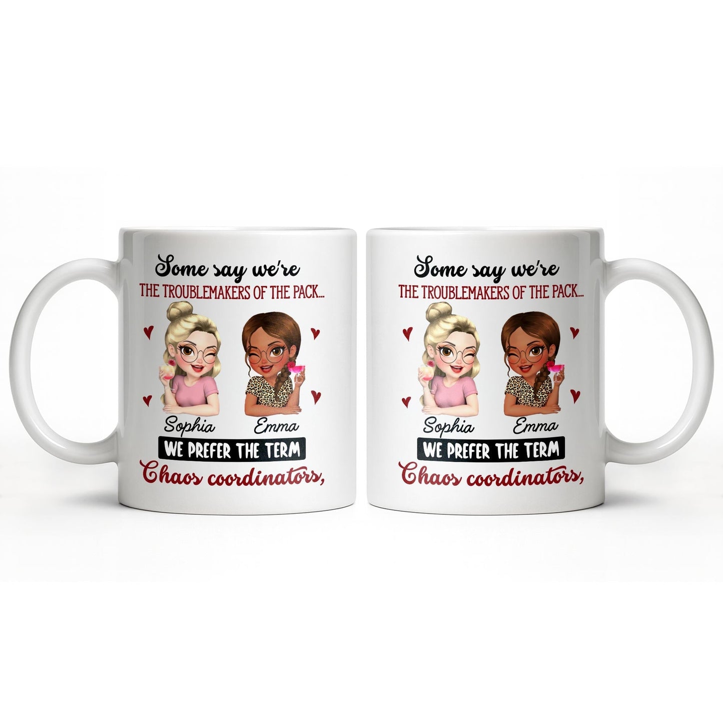 Chaos Coordinators, Cartoon Characters And Hearts - Personalized Custom Coffee Mug - BST494_MG