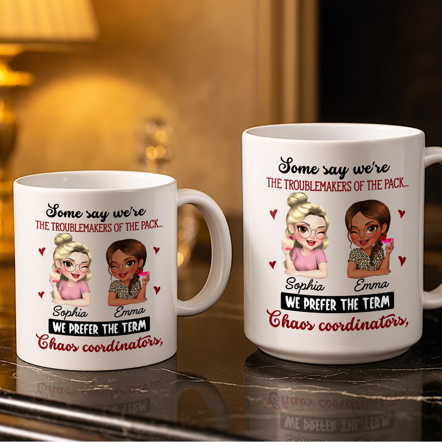 Chaos Coordinators, Cartoon Characters And Hearts - Personalized Custom Coffee Mug - BST494_MG