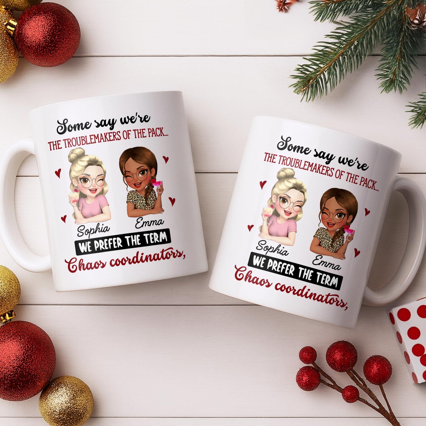 Chaos Coordinators, Cartoon Characters And Hearts - Personalized Custom Coffee Mug - BST494_MG