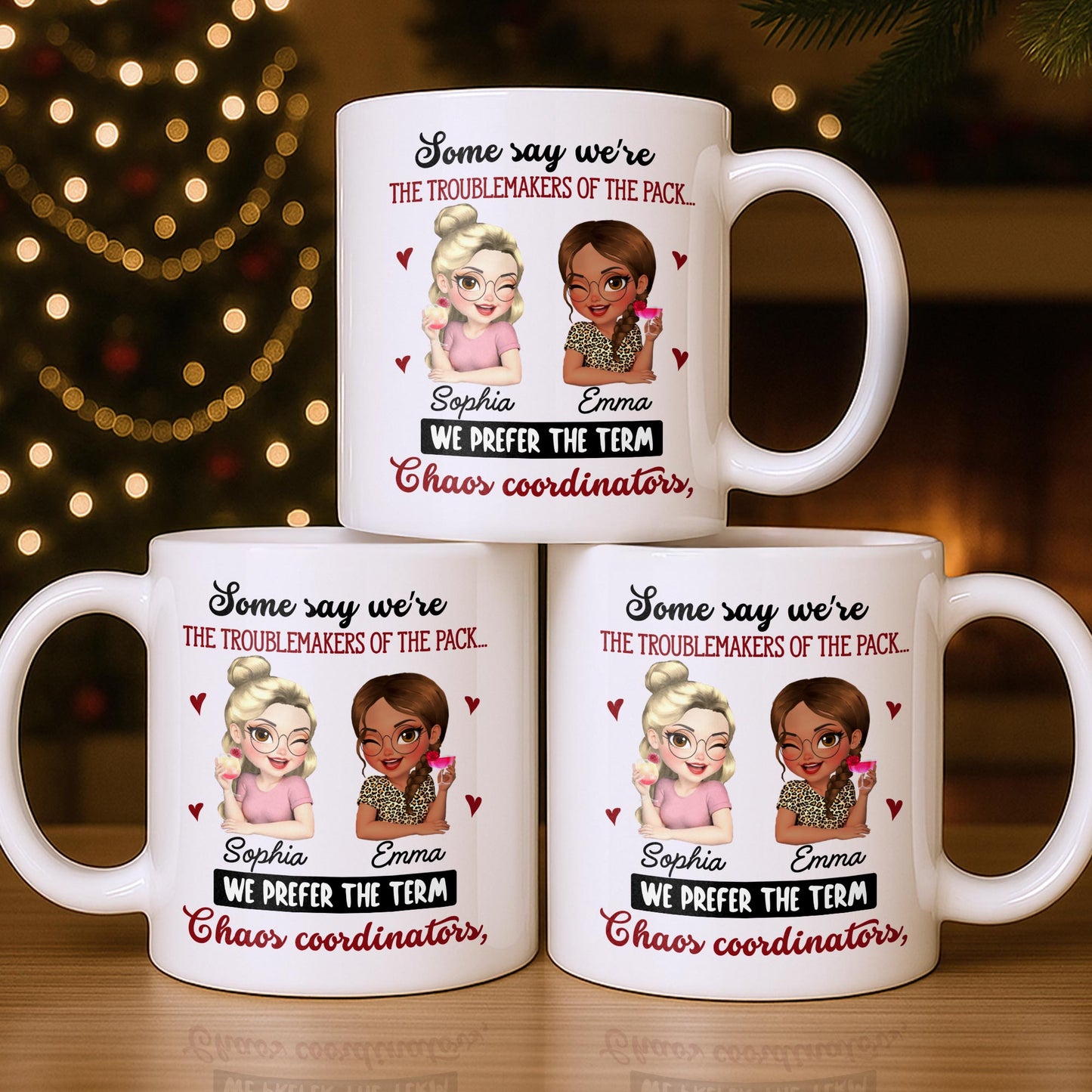 Chaos Coordinators, Cartoon Characters And Hearts - Personalized Custom Coffee Mug - BST494_MG
