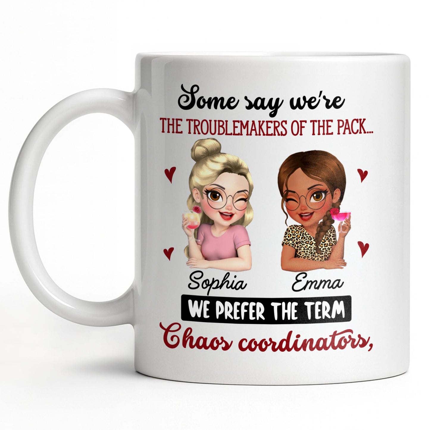Chaos Coordinators, Cartoon Characters And Hearts - Personalized Custom Coffee Mug - BST494_MG