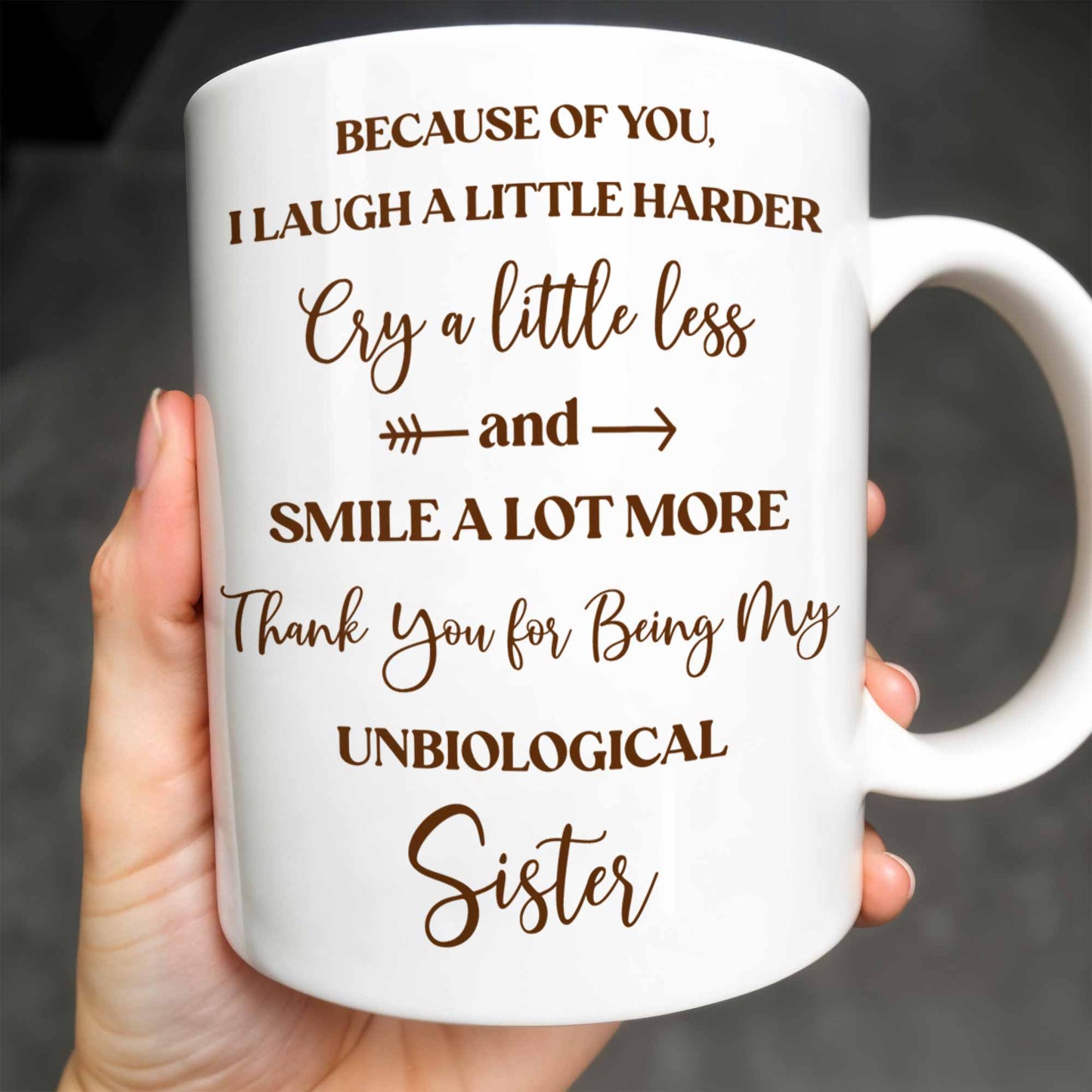 Thank You for Being My Unbiological Sister With Flowers - Personalized Custom Coffee Mug - BST504_MG