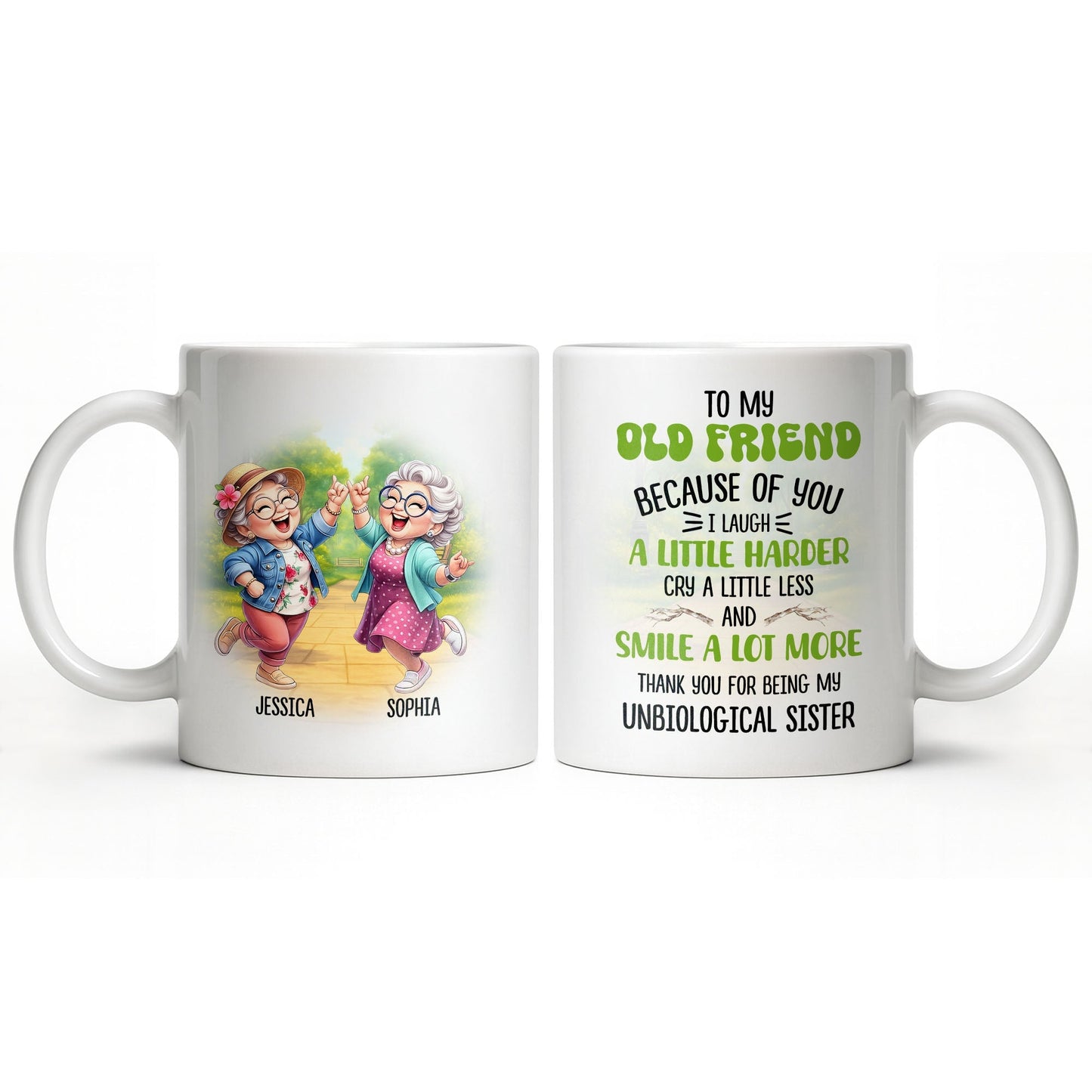 Celebrate Timeless Friendships With Joyful Elderly Women - Personalized Custom Coffee Mug - BST507_MG