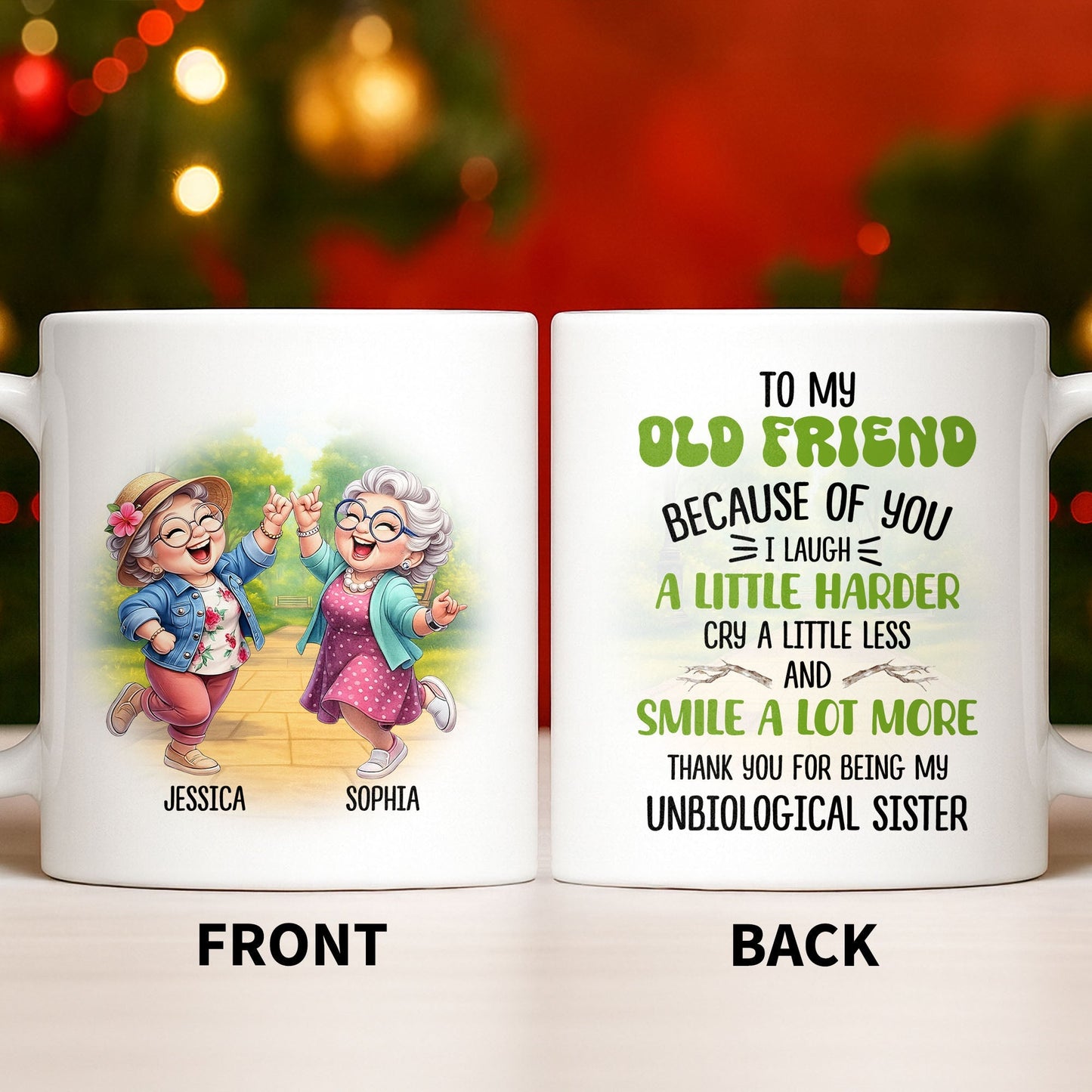 Celebrate Timeless Friendships With Joyful Elderly Women - Personalized Custom Coffee Mug - BST507_MG