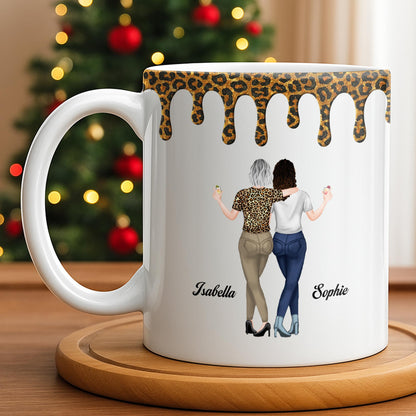 Celebrate Friendship With Stylish Besties Leopard Print - Personalized Custom Coffee Mug - BST508_MG