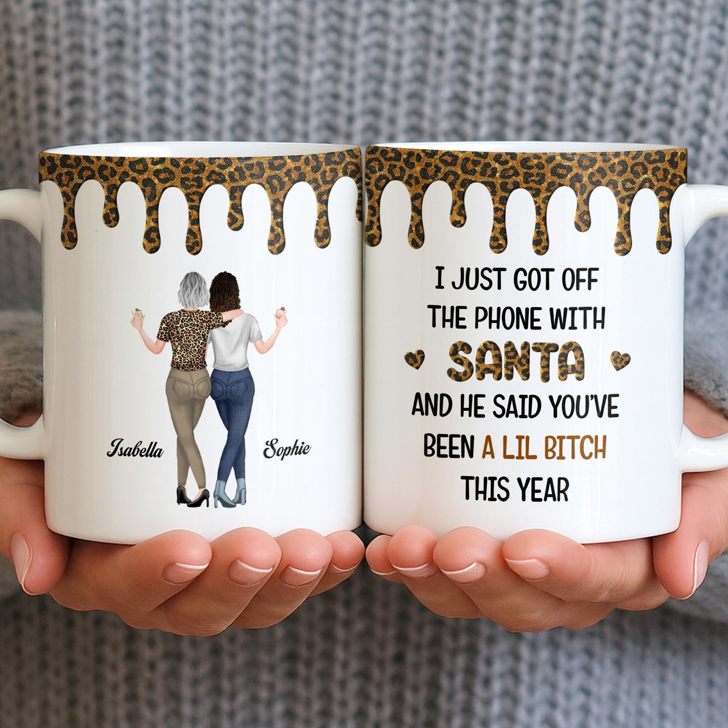 Celebrate Friendship With Stylish Besties Leopard Print - Personalized Custom Coffee Mug - BST508_MG