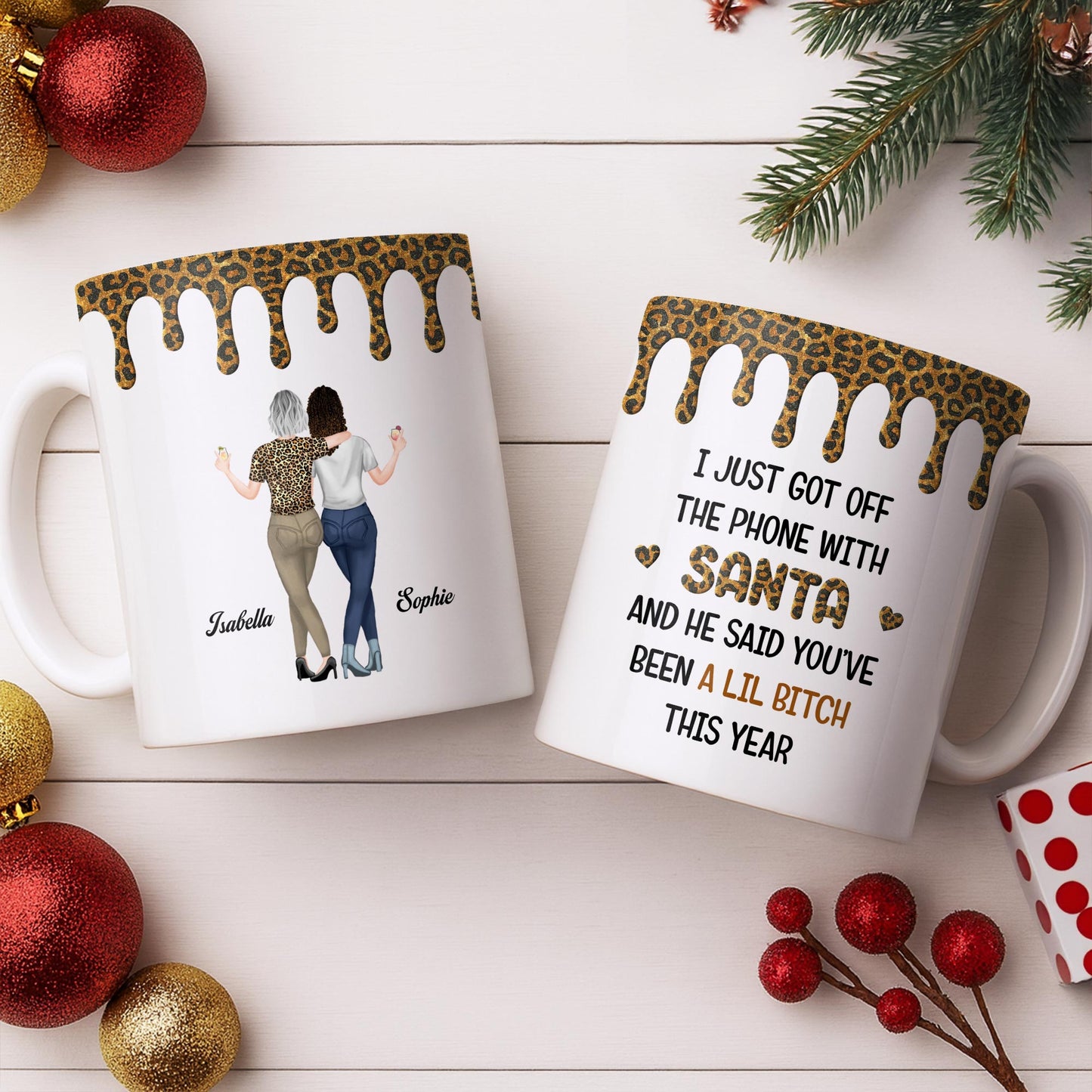 Celebrate Friendship With Stylish Besties Leopard Print - Personalized Custom Coffee Mug - BST508_MG