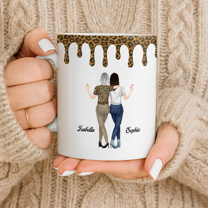 Celebrate Friendship With Stylish Besties Leopard Print - Personalized Custom Coffee Mug - BST508_MG