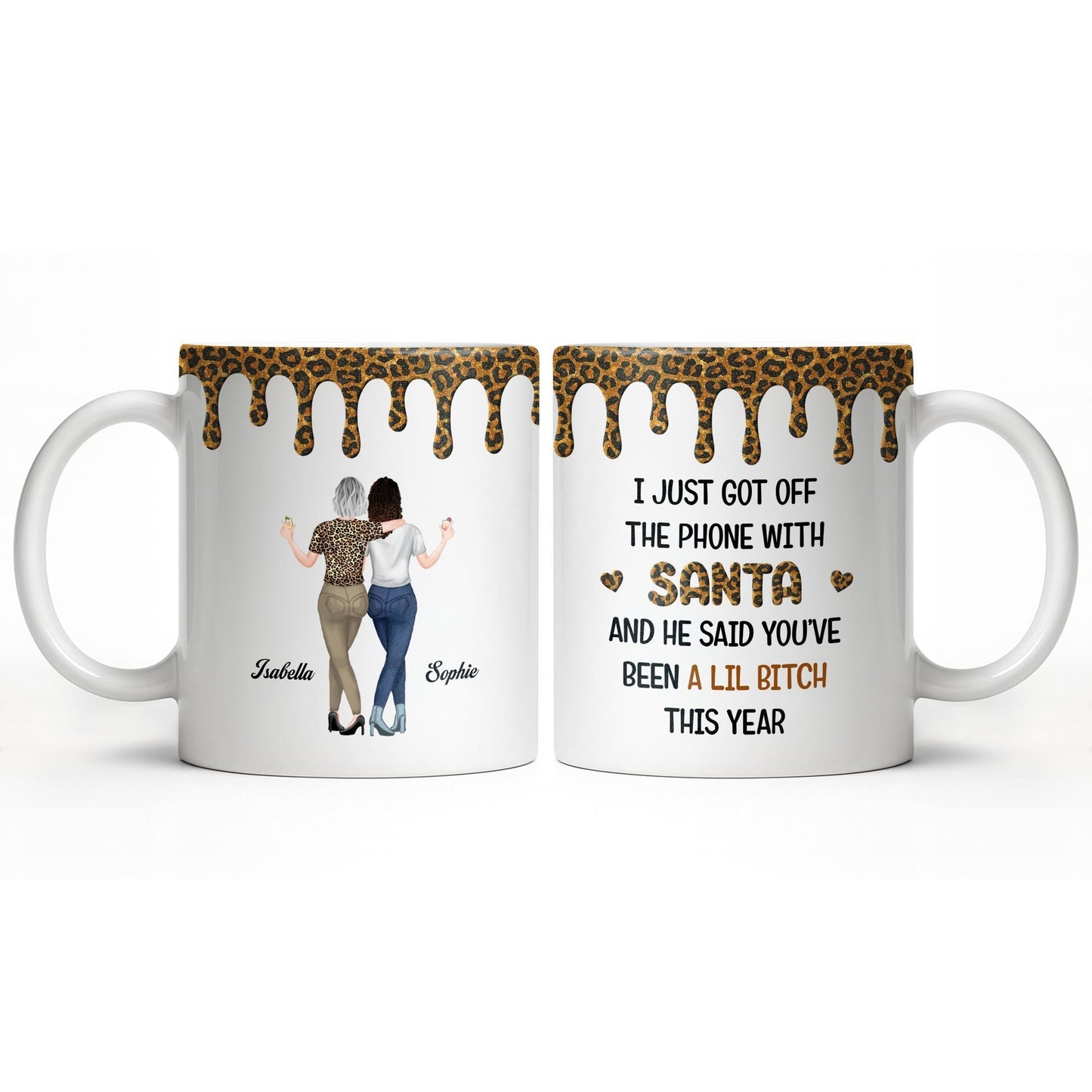 Celebrate Friendship With Stylish Besties Leopard Print - Personalized Custom Coffee Mug - BST508_MG
