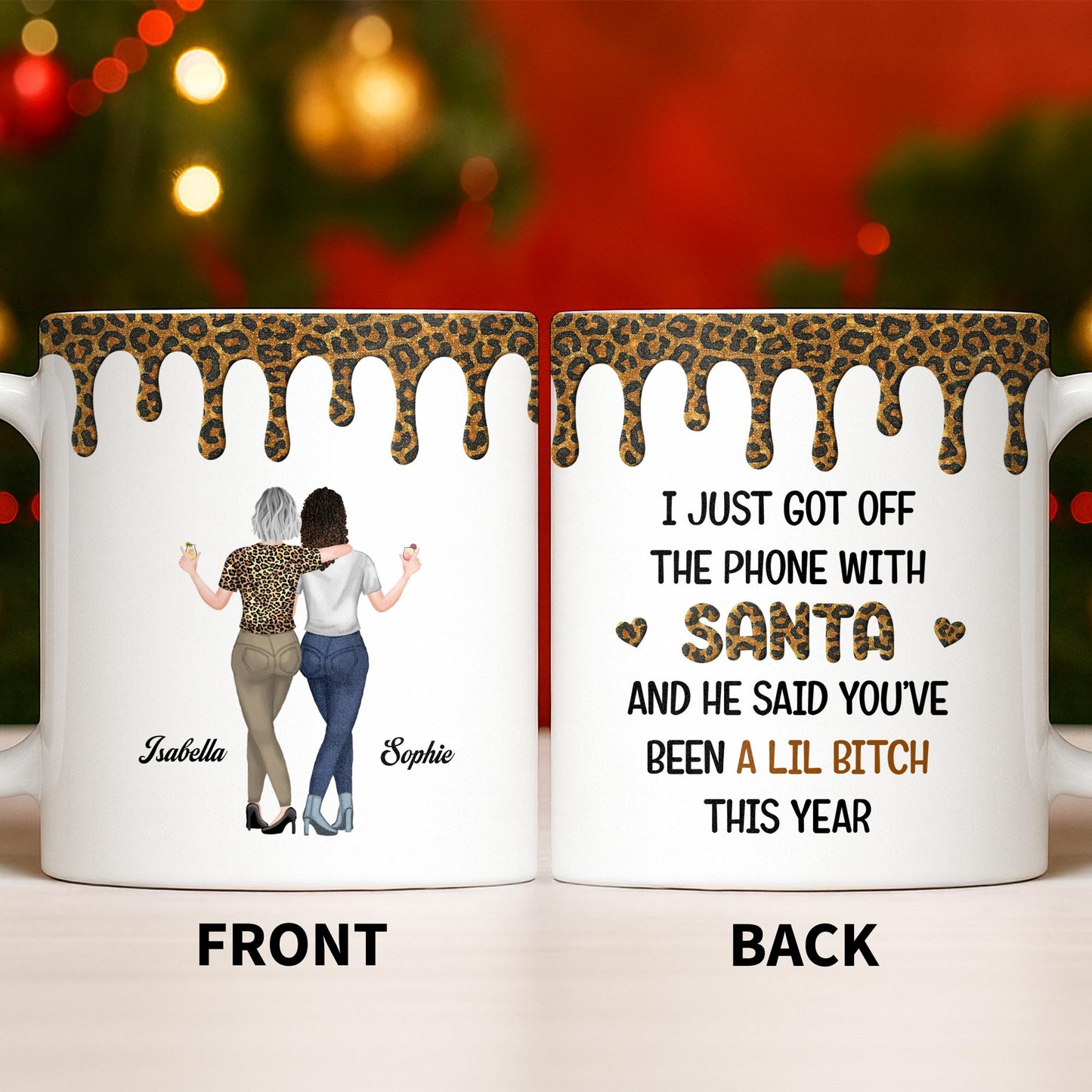 Celebrate Friendship With Stylish Besties Leopard Print - Personalized Custom Coffee Mug - BST508_MG