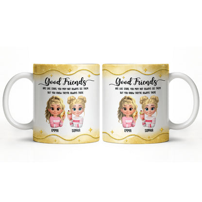 Good Friends Are Like Stars, Girls Holding Hot Cocoa - Personalized Custom Coffee Mug - BST513_MG
