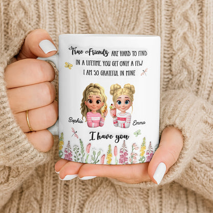 True Friends Are Hard To Find, Cartoon Characters And Flowers - Personalized Custom Coffee Mug - BST516_MG