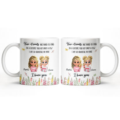 True Friends Are Hard To Find, Cartoon Characters And Flowers - Personalized Custom Coffee Mug - BST516_MG