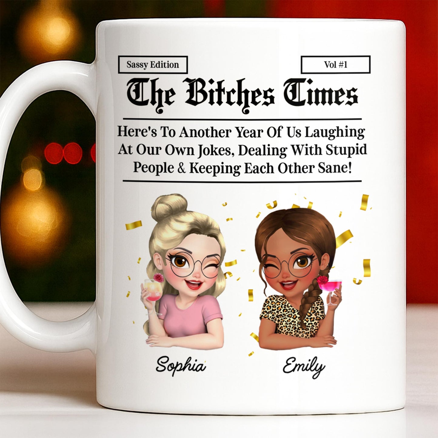 Celebrating Another Year Of Friendship And Laughter - Personalized Custom Coffee Mug - BST521_MG