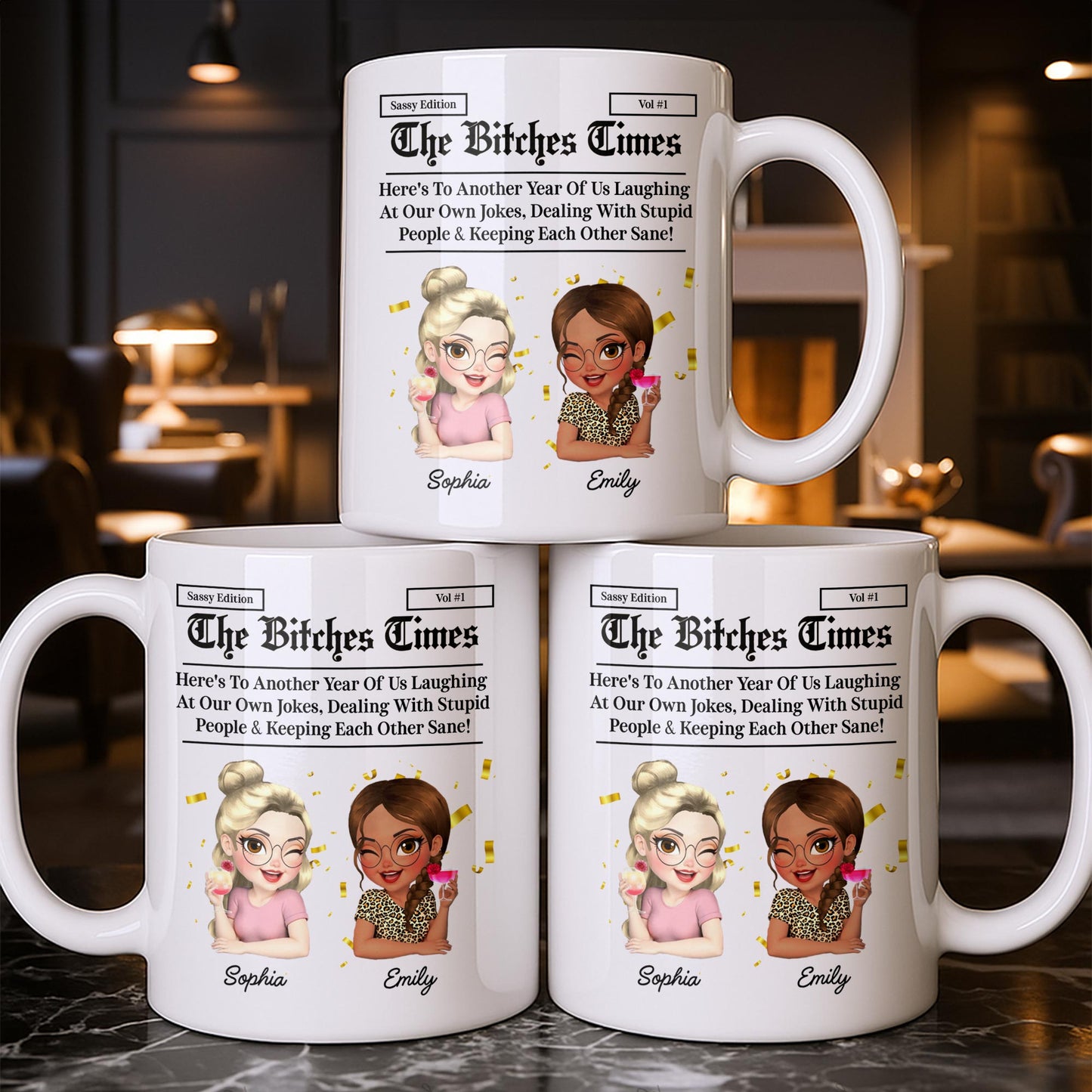 Celebrating Another Year Of Friendship And Laughter - Personalized Custom Coffee Mug - BST521_MG