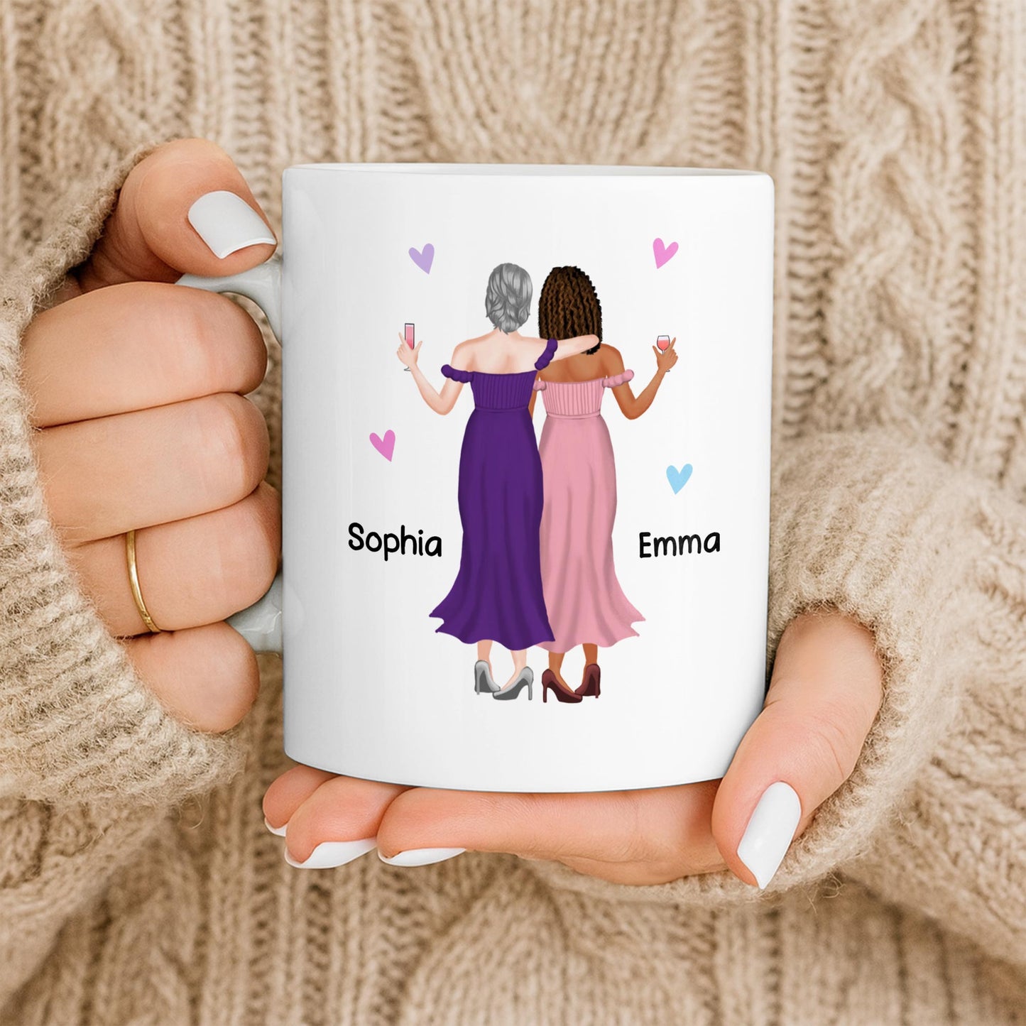 Celebrate Friendship With Elegant Dresses And Toasts - Personalized Custom Coffee Mug - BST522_MG