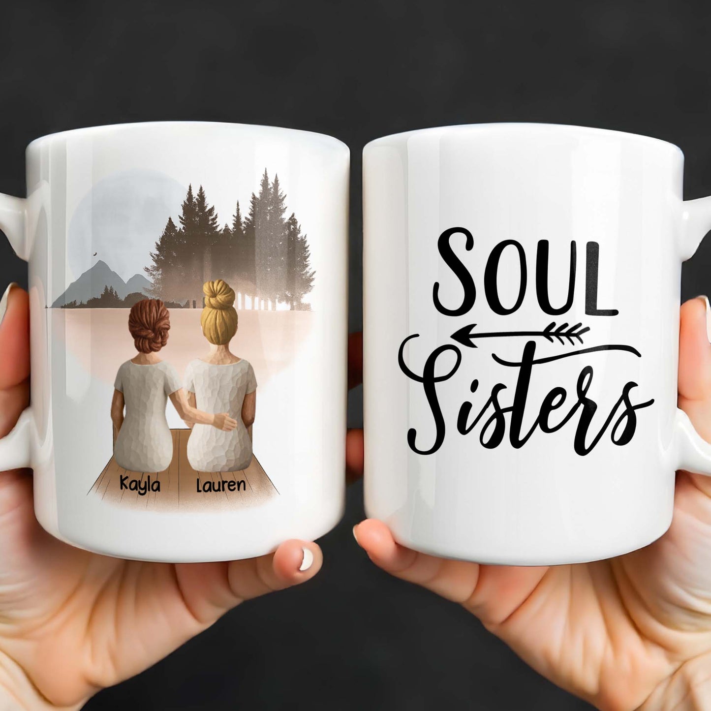 Soul Sisters With Two Women And Nature Background - Personalized Custom Coffee Mug - BST523_MG