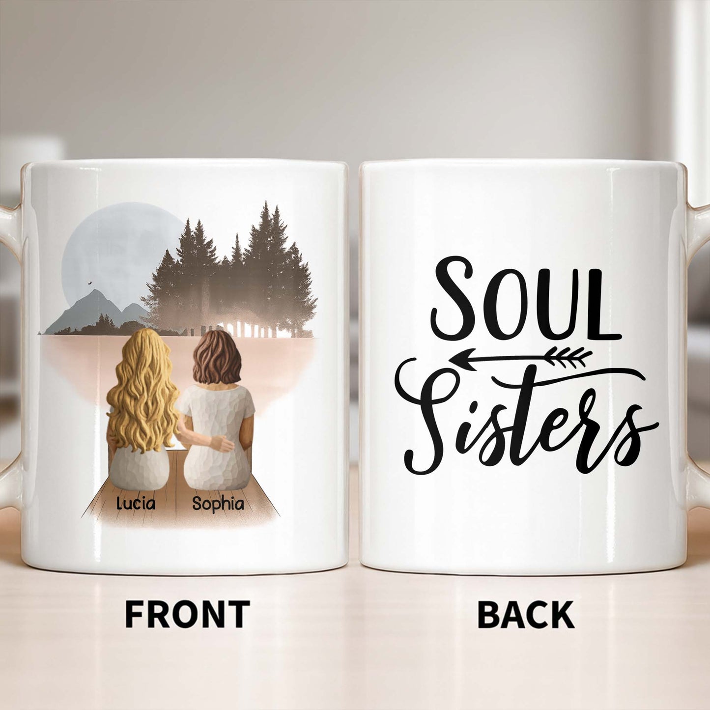 Soul Sisters With Two Women And Nature Background - Personalized Custom Coffee Mug - BST523_MG