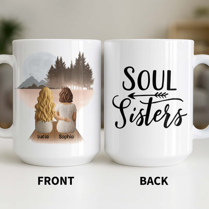 Soul Sisters With Two Women And Nature Background - Personalized Custom Coffee Mug - BST523_MG