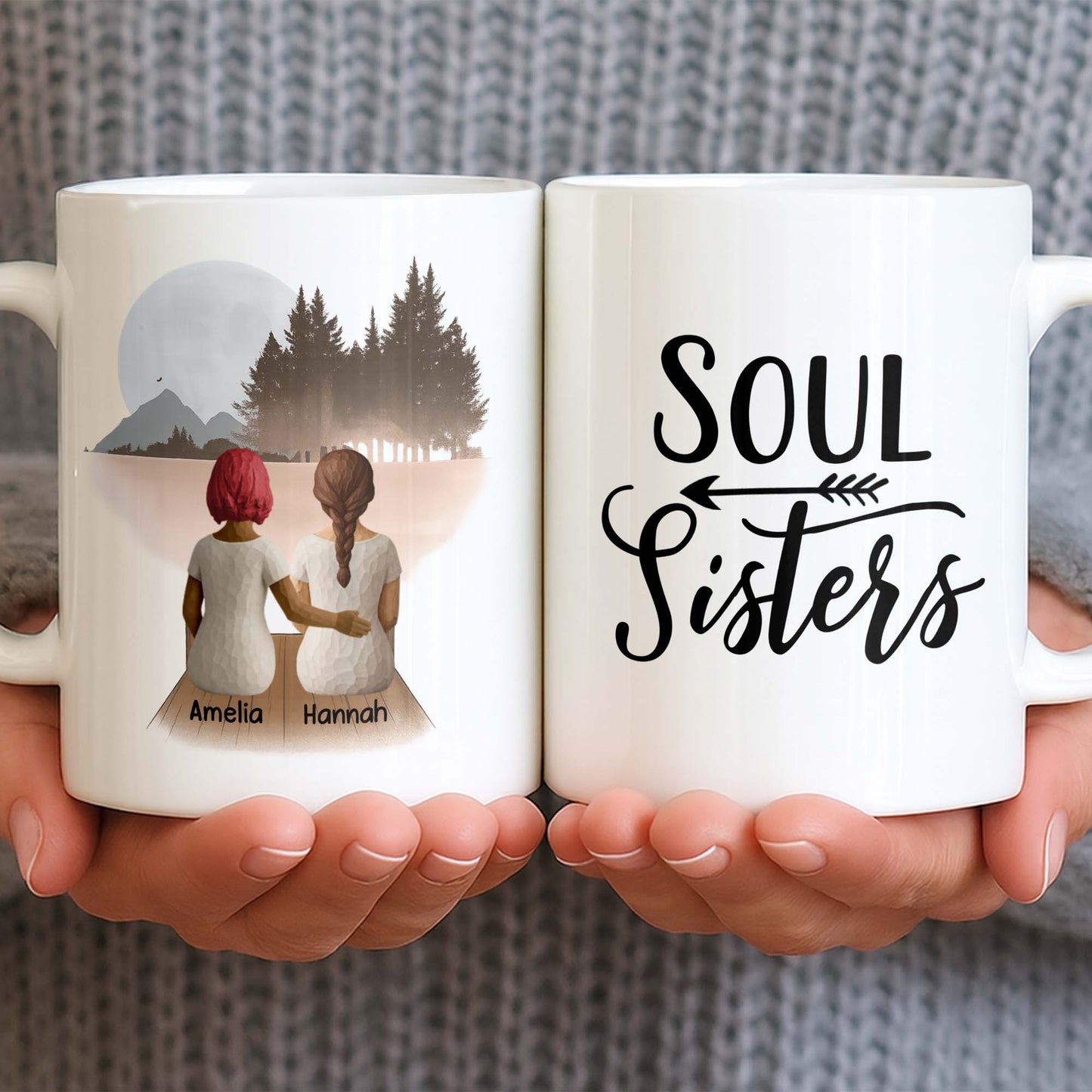 Soul Sisters With Two Women And Nature Background - Personalized Custom Coffee Mug - BST523_MG