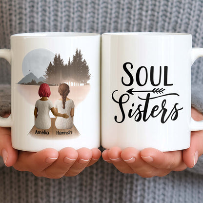 Soul Sisters With Two Women And Nature Background - Personalized Custom Coffee Mug - BST523_MG