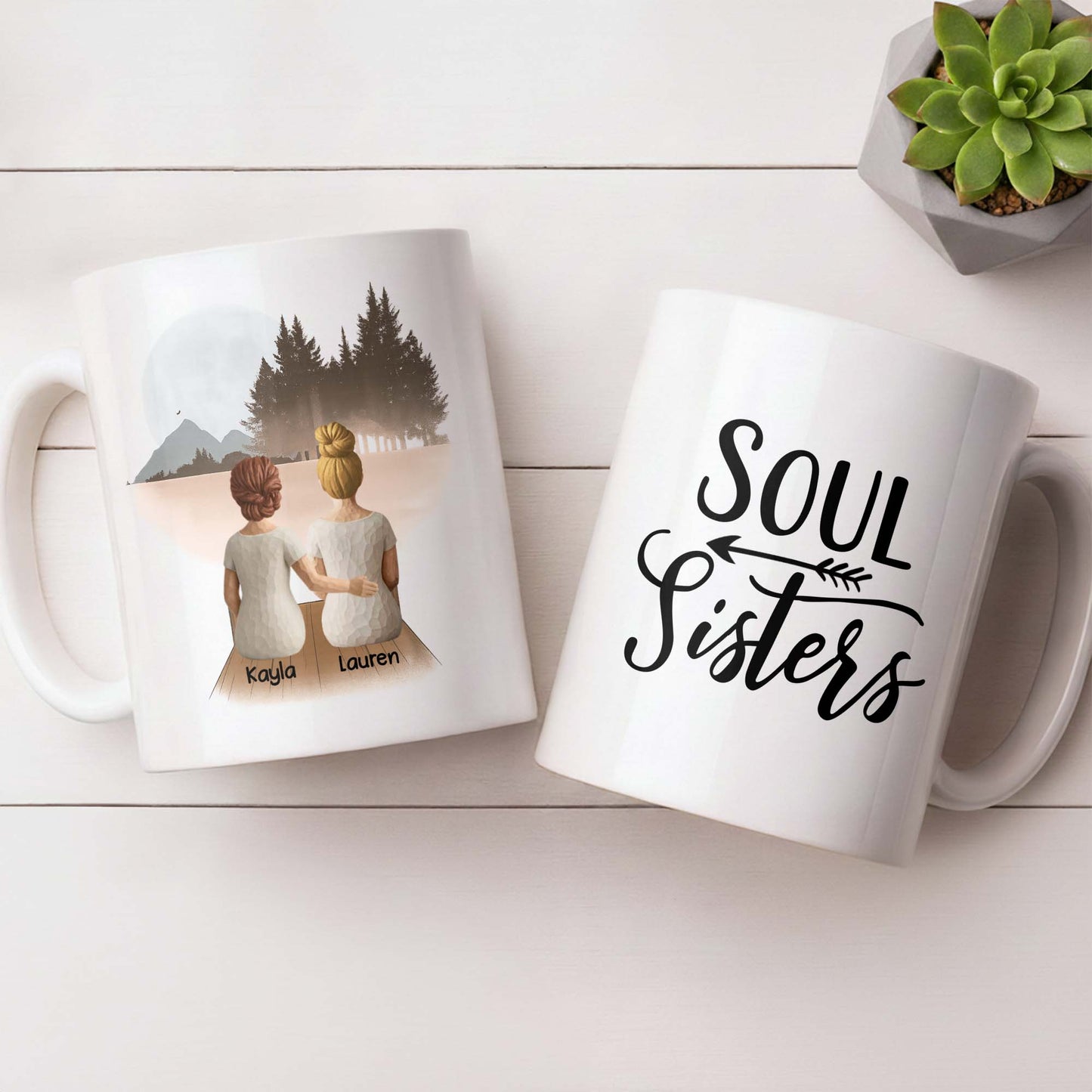 Soul Sisters With Two Women And Nature Background - Personalized Custom Coffee Mug - BST523_MG