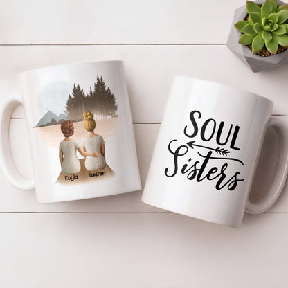 Soul Sisters With Two Women And Nature Background - Personalized Custom Coffee Mug - BST523_MG