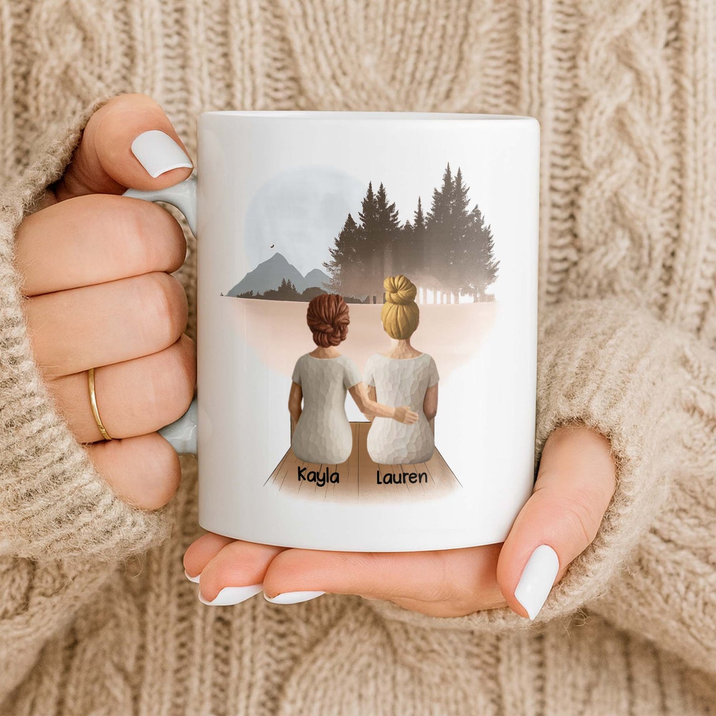 Soul Sisters With Two Women And Nature Background - Personalized Custom Coffee Mug - BST523_MG