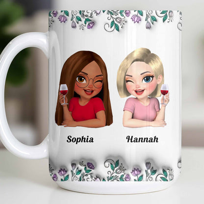 Celebrate Friendship With Personalized Coffee Mug Featuring Stylish Flowers - Personalized Custom Coffee Mug - BST525_MG