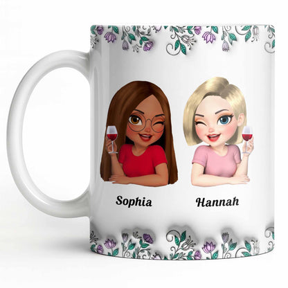 Celebrate Friendship With Personalized Coffee Mug Featuring Stylish Flowers - Personalized Custom Coffee Mug - BST525_MG