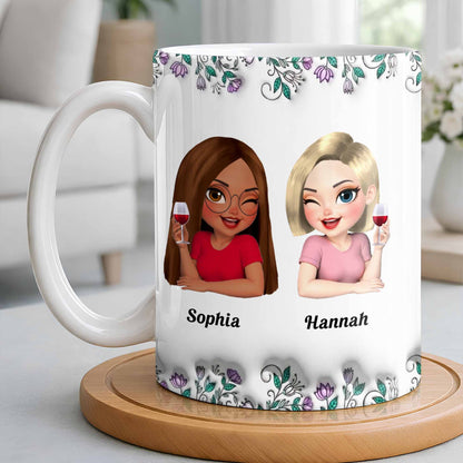 Celebrate Friendship With Personalized Coffee Mug Featuring Stylish Flowers - Personalized Custom Coffee Mug - BST525_MG