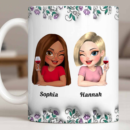 Celebrate Friendship With Personalized Coffee Mug Featuring Stylish Flowers - Personalized Custom Coffee Mug - BST525_MG