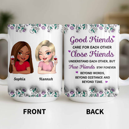 Celebrate Friendship With Personalized Coffee Mug Featuring Stylish Flowers - Personalized Custom Coffee Mug - BST525_MG