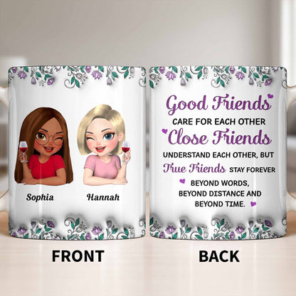 Celebrate Friendship With Personalized Coffee Mug Featuring Stylish Flowers - Personalized Custom Coffee Mug - BST525_MG