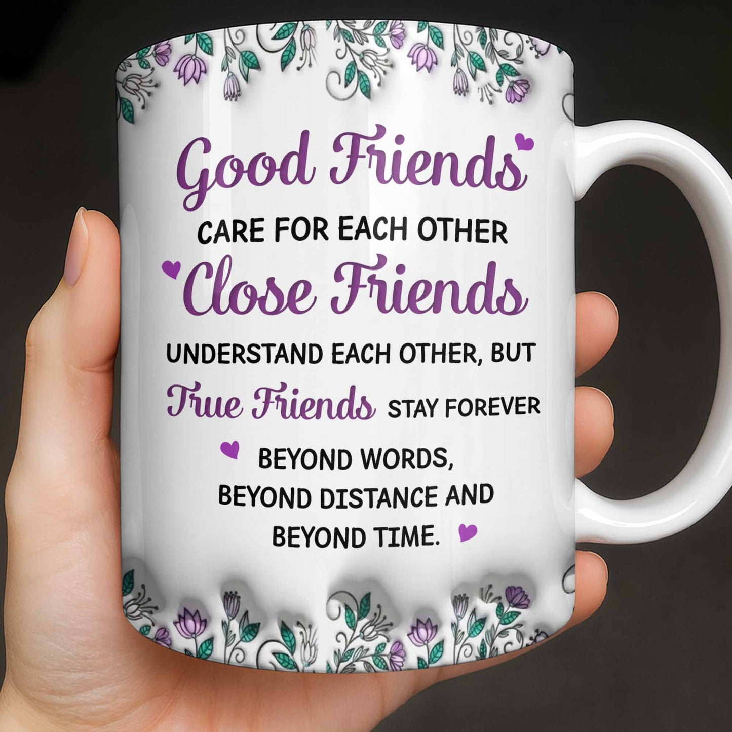 Celebrate Friendship With Personalized Coffee Mug Featuring Stylish Flowers - Personalized Custom Coffee Mug - BST525_MG