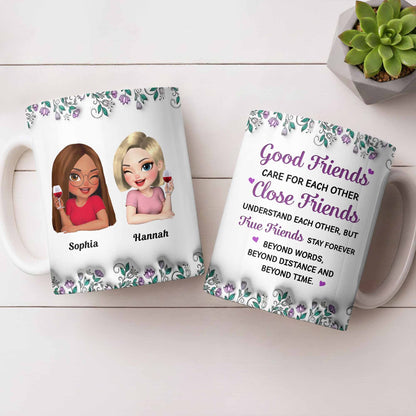 Celebrate Friendship With Personalized Coffee Mug Featuring Stylish Flowers - Personalized Custom Coffee Mug - BST525_MG